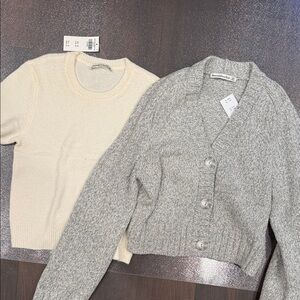 Abercrombie & Fitch Cream and Gray Sweater Duo